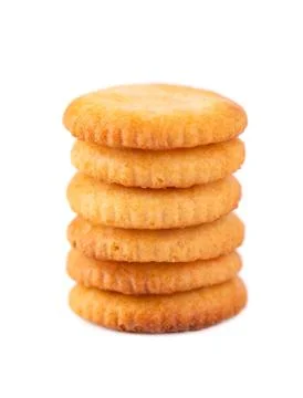 Stack round cracker isolated on white background. Dry cracker cookies isolated Stock Photos