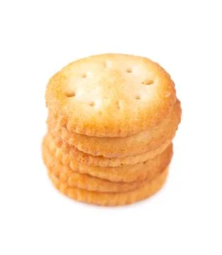 Stack round cracker isolated on white background. Dry cracker cookies isolate Stock-Fotos