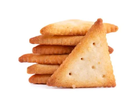 Stack round cracker isolated on white background. Dry cracker cookies isolate Stock-Fotos