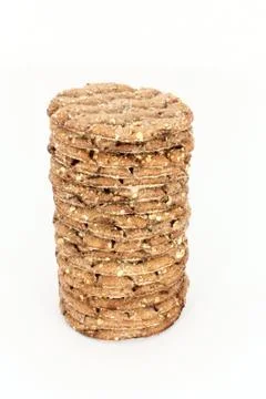 Stack of round crispbread Stock-Fotos
