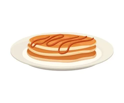 Stack of round pancakes on a plate. Vector illustration on white background. Illustrazione stock