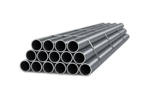 Stack of round pipes isolated on white background Stock Illustration