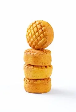 Stack of round savory biscuits Foto stock