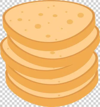 Stack of round slices of wheat bread, perfect for sandwiches or toast, agai.. 库存插图
