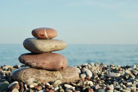 Stack of round smooth stones Stock Photos