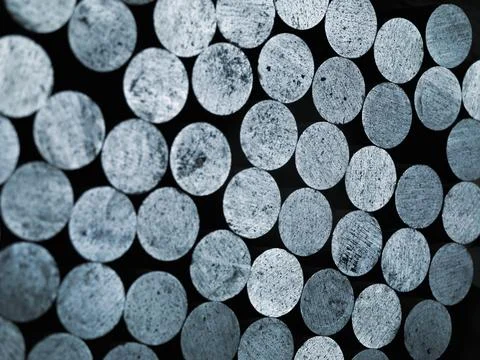 Stack of round steel billet Stock Photos