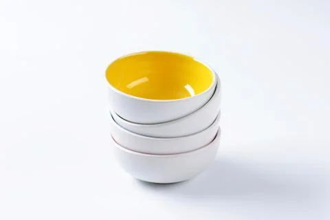 Stack of round two tone bowls Stock Photos