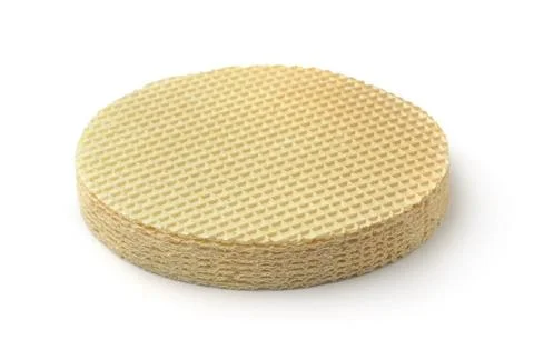 Stack of round wafer cake sheets Stack of round wafer cake sheets isolated... Fotos Stock