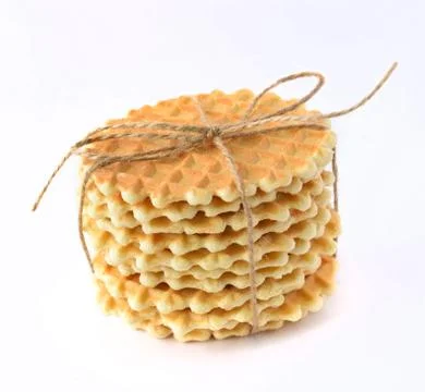 A stack round waffles isolated over white background. Stock-Fotos
