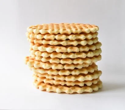 A stack round waffles isolated over white background. Stock-Fotos