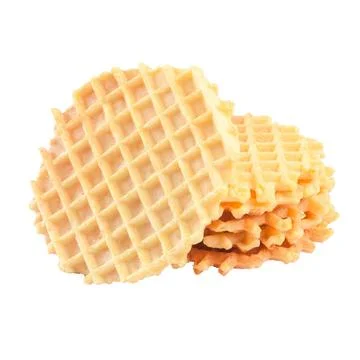 Stack of round waffles isolated on white background Stack of golden round ... Stock Photos