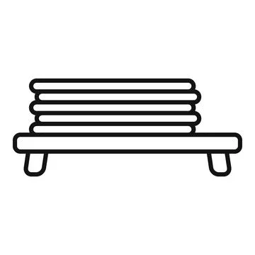 Stack of round wooden timber planks lying on bench line icon イラスト素材