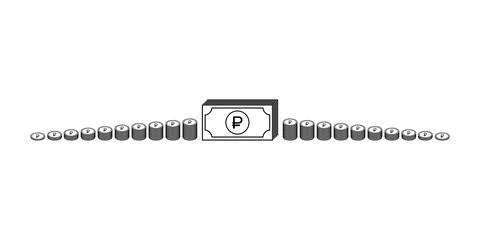 Stack of Rubble, Rouble, Russia Currency Icon Symbol. Vector Illustration Illustrazione stock