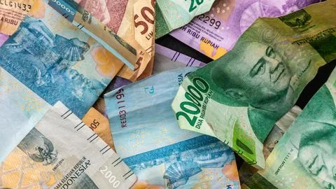 Stack of rupiah banknotes as background Stock Photos