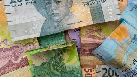 Stack of rupiah banknotes as background Stock Photos