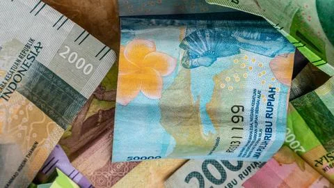 Stack of rupiah banknotes as background Stock-Fotos