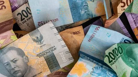 Stack of rupiah banknotes as background Stock Photos