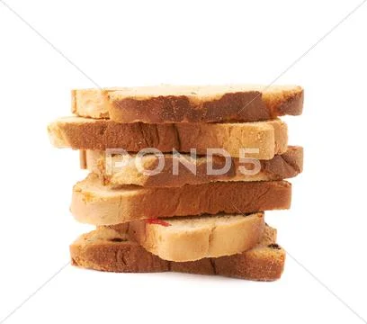 Stack of rusks isolated over the white background Stock Photos