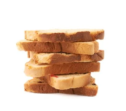Stack of rusks isolated over the white background Stock Photos