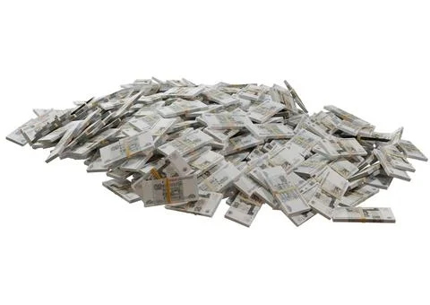 Stack Russian cash or banknotes of Rusia rubles scattered on a white backgrou Stock Illustration