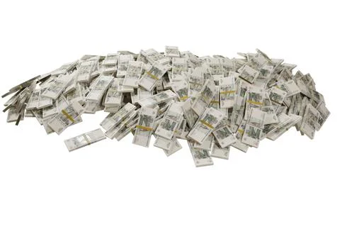 Stack Russian cash or banknotes of Rusia rubles scattered on a white backgrou Stock Illustration