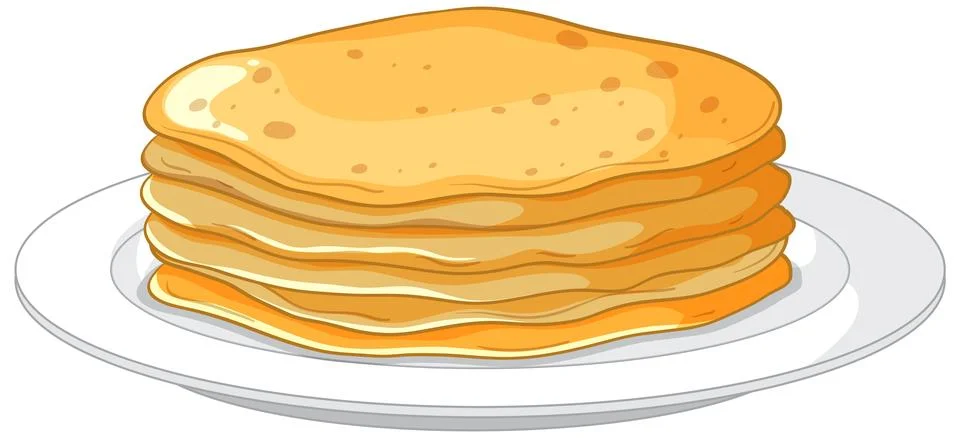 Stack of Russian Pancakes on White Plate Vector Illustrazione stock