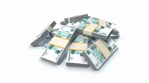 Stack of Russian Ruble bills Stock Footage 39326483