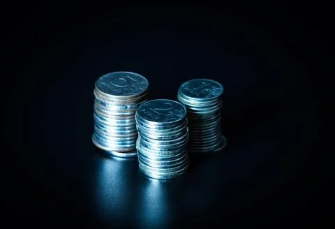 Stack of russian rubles coins Stock Photos