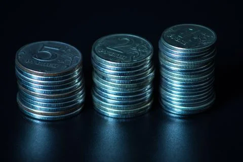 Stack of russian rubles coins Stock Photos