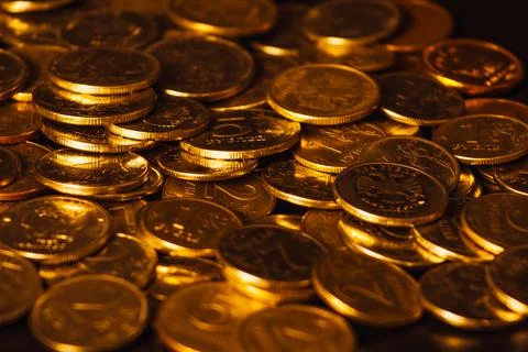 Stack of russian rubles coins Foto stock