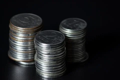 Stack of russian rubles coins Stock Photos