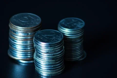 Stack of russian rubles coins Stock Photos