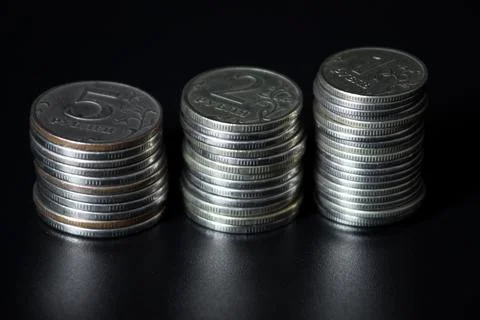 Stack of russian rubles coins Stock Photos