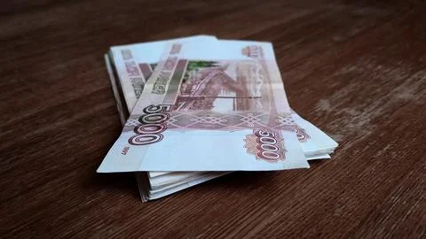 Stack of russian rubles Foto stock
