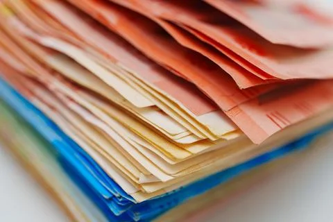 Stack of Russian rubles representing savings, debts, and investments for fi.. Stock-Fotos