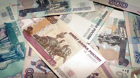 Stack Of Russian Rubles Rotating Stock Footage 62392046