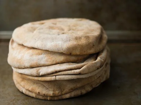 Stack of rustic pita bread Stock Photos