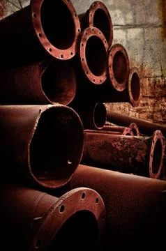 Stack of Rusty pipes Stock Photos