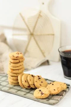 Stack Sable Cookies with Almond and Cranberry Foto stock