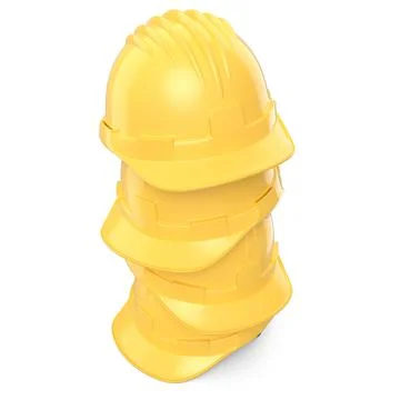 Stack of safety helmets or hard caps for carpentry work on white background Stock Illustration