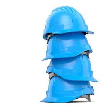 Stack of safety helmets or hard caps for carpentry work on white background Stock Illustration