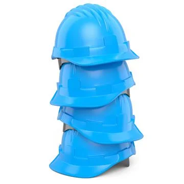 Stack of safety helmets or hard caps for carpentry work on white background Stock Illustration