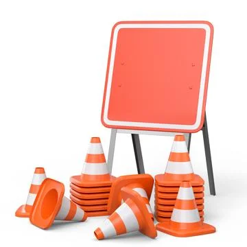 Stack of safety helmets or hard hats and traffic cones on green background 스톡 일러스트