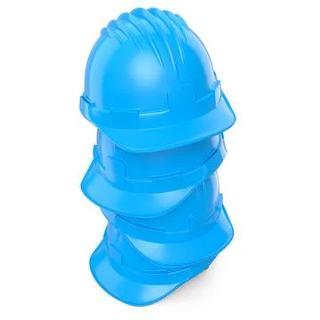 Stack of safety helmets or hard caps for carpentry work on white background Stock Illustration