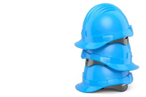 Stack of safety helmets or hard caps for carpentry work on white background Stock Illustration