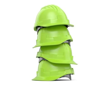 Stack of safety helmets or hard caps for carpentry work on white background Stock Illustration
