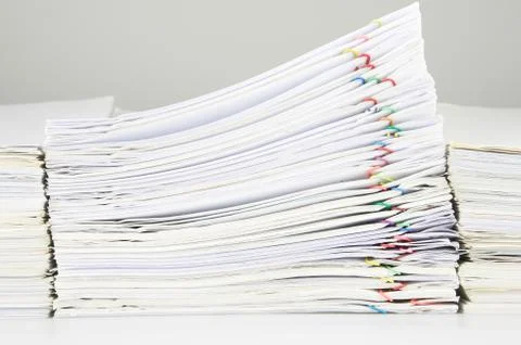 Stack of sales and receipt overload between paperwork Stock Photos