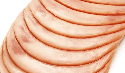 Stack from sausage slices isolated on the white background Stock Photos