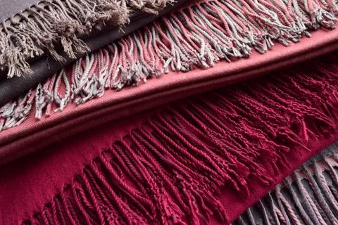 A stack of scarves with tassels Stock Photos