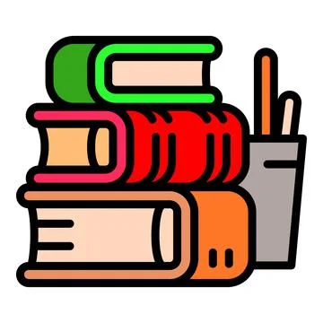 Stack school books icon, outline style Illustrazione stock